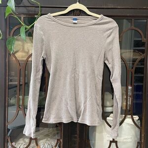 Old Navy Light Gray Ribbed Long Sleeve Top
